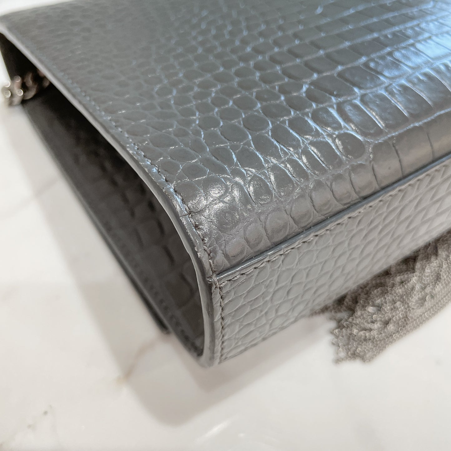 YSL Medium Kate With Tassel in Grey SHW