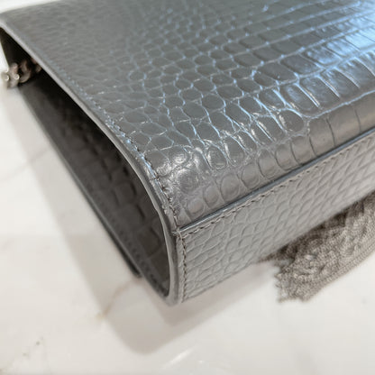 YSL Medium Kate With Tassel in Grey SHW