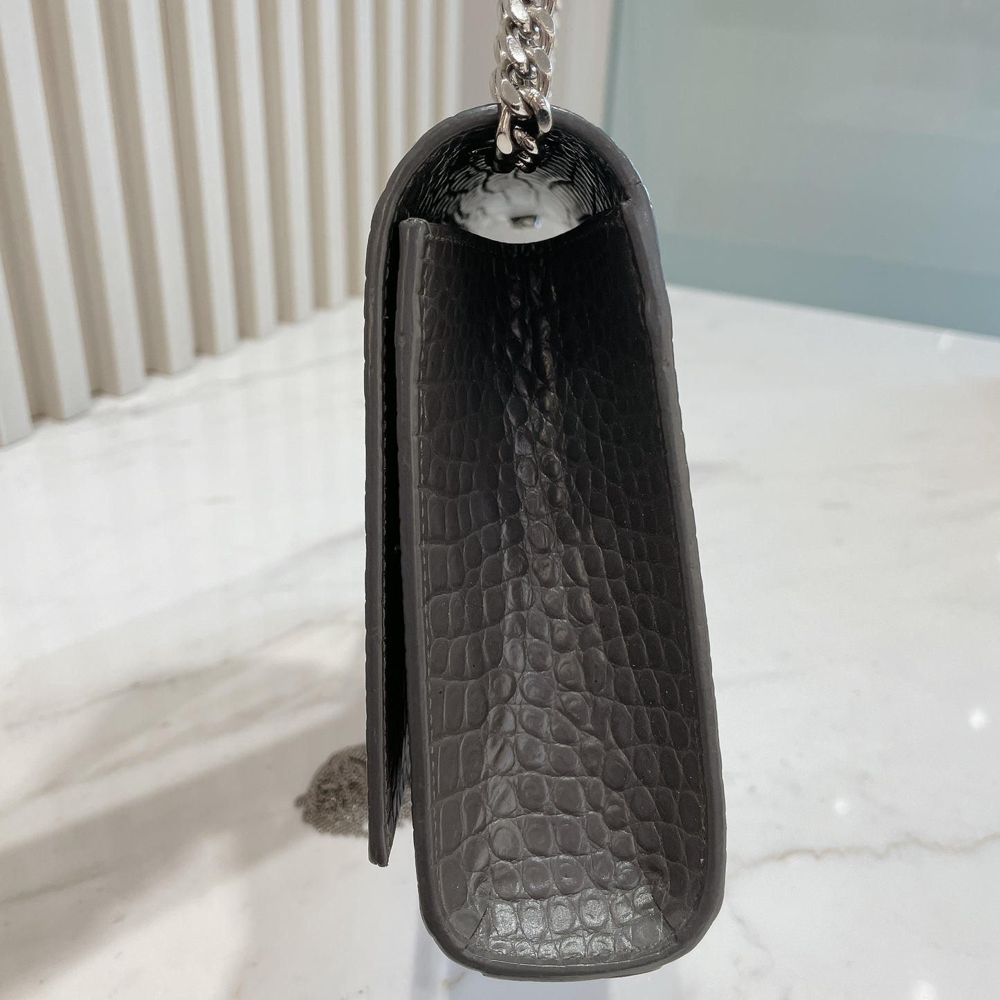 YSL Medium Kate With Tassel in Grey SHW