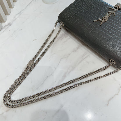 YSL Medium Kate With Tassel in Grey SHW