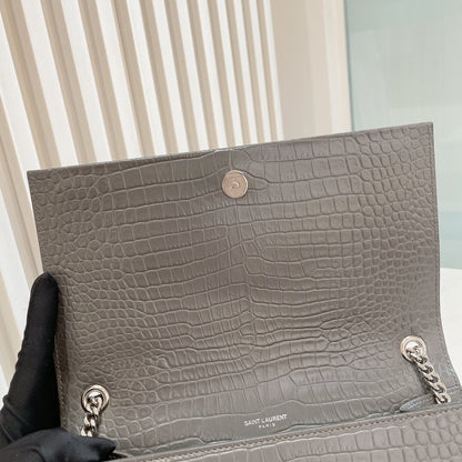 YSL Medium Kate With Tassel in Grey SHW