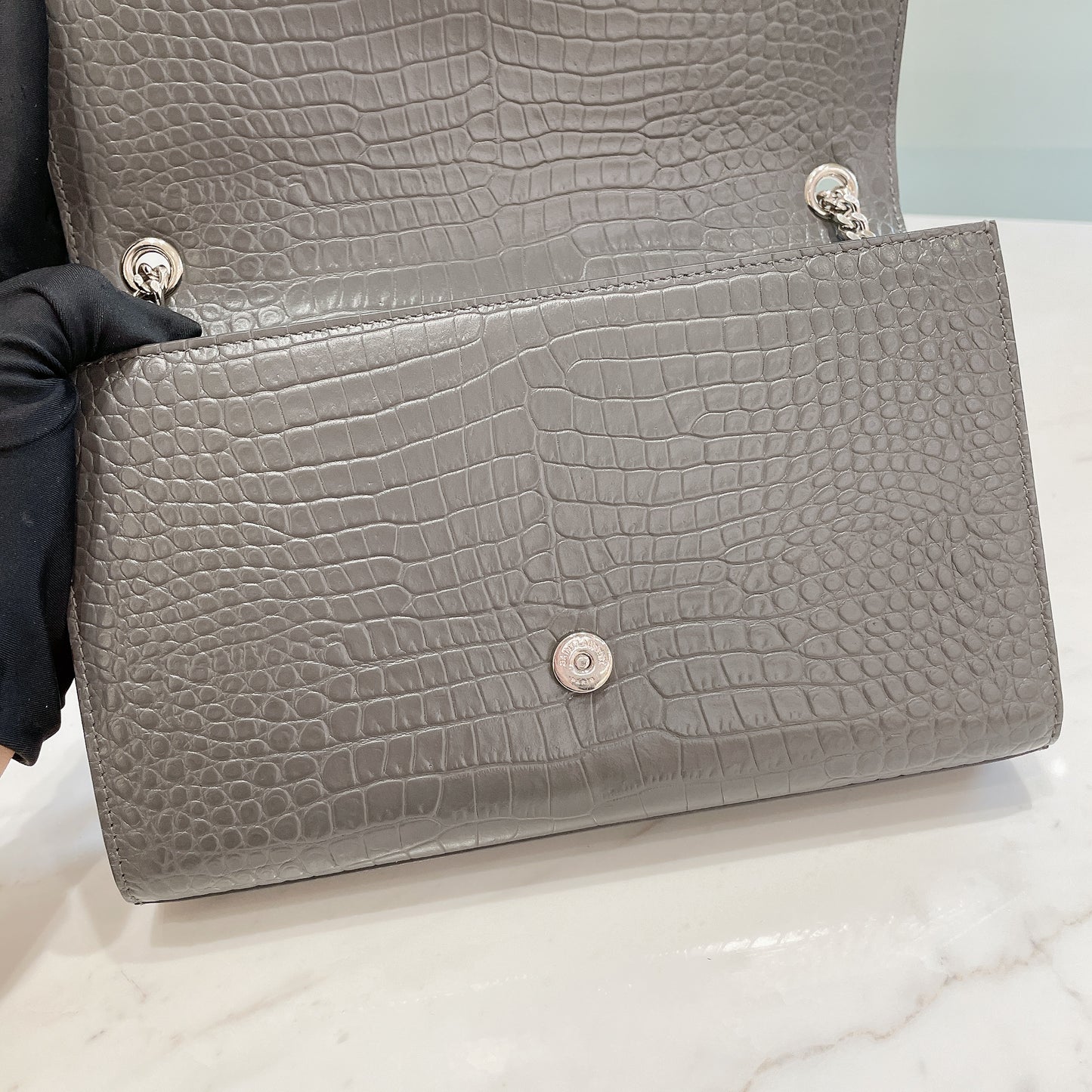 YSL Medium Kate With Tassel in Grey SHW