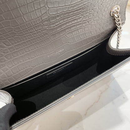 YSL Medium Kate With Tassel in Grey SHW