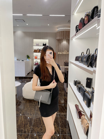 YSL Medium Kate With Tassel in Grey SHW