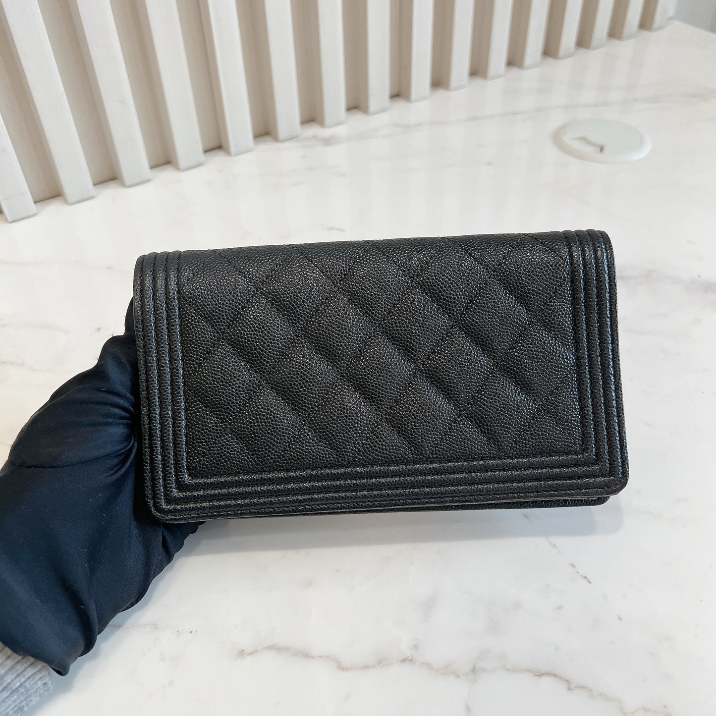 Chanel Boy Wallet Caviar in Black GHW