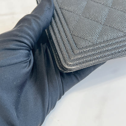 Chanel Boy Wallet Caviar in Black GHW