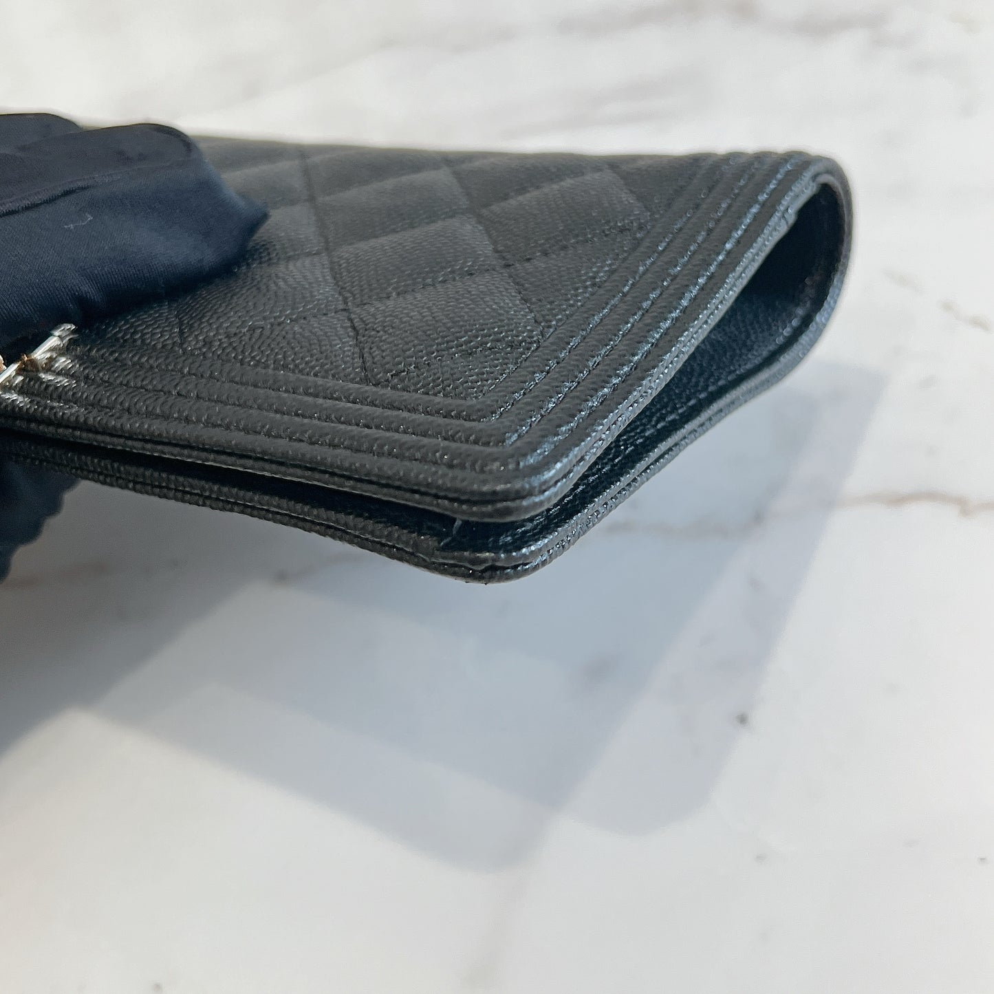 Chanel Boy Wallet Caviar in Black GHW
