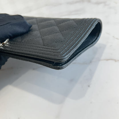 Chanel Boy Wallet Caviar in Black GHW