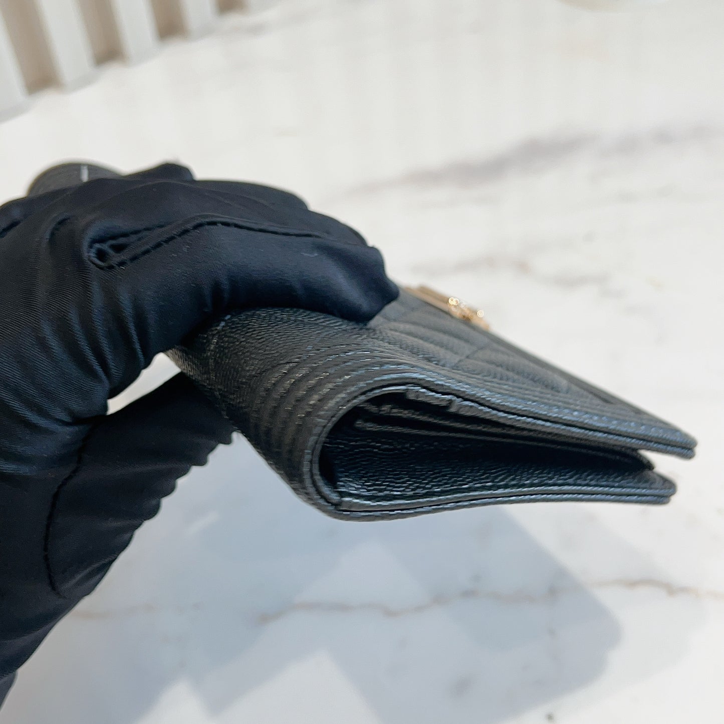 Chanel Boy Wallet Caviar in Black GHW