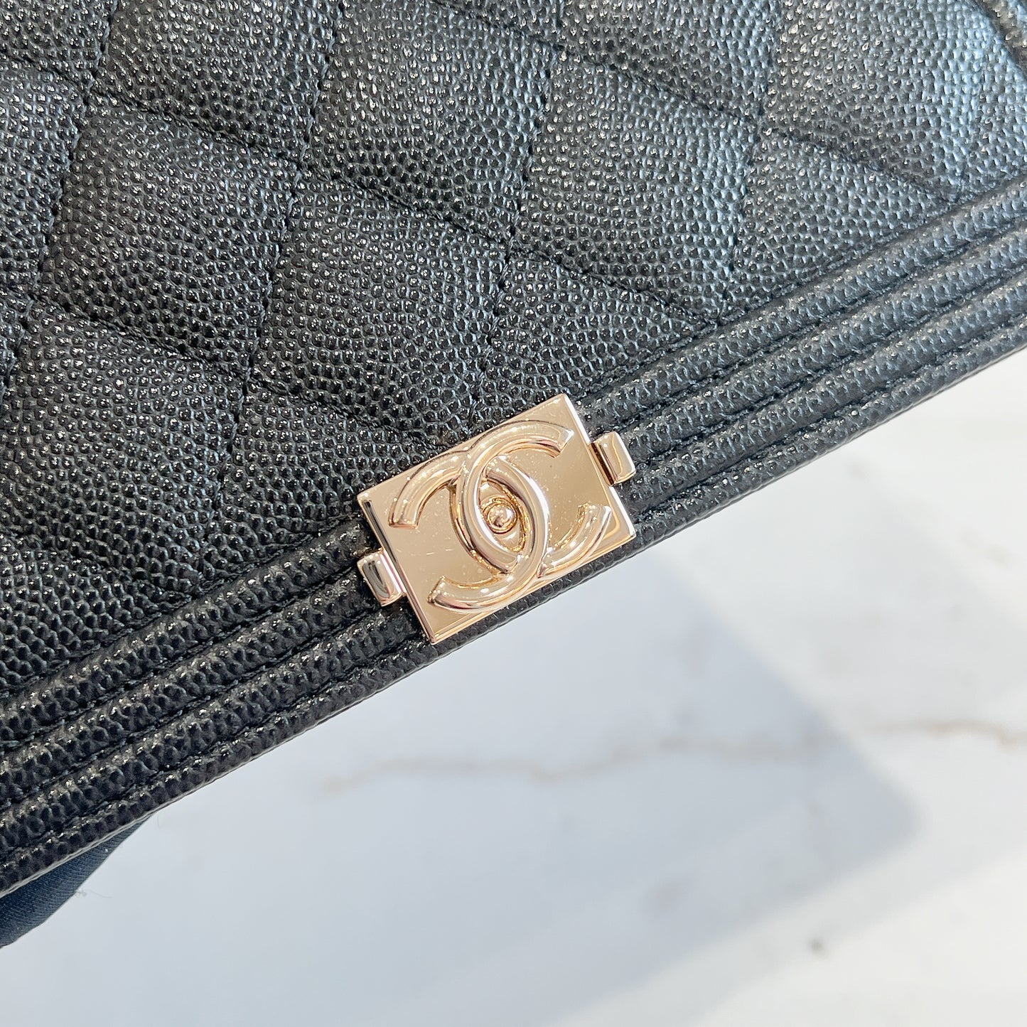 Chanel Boy Wallet Caviar in Black GHW
