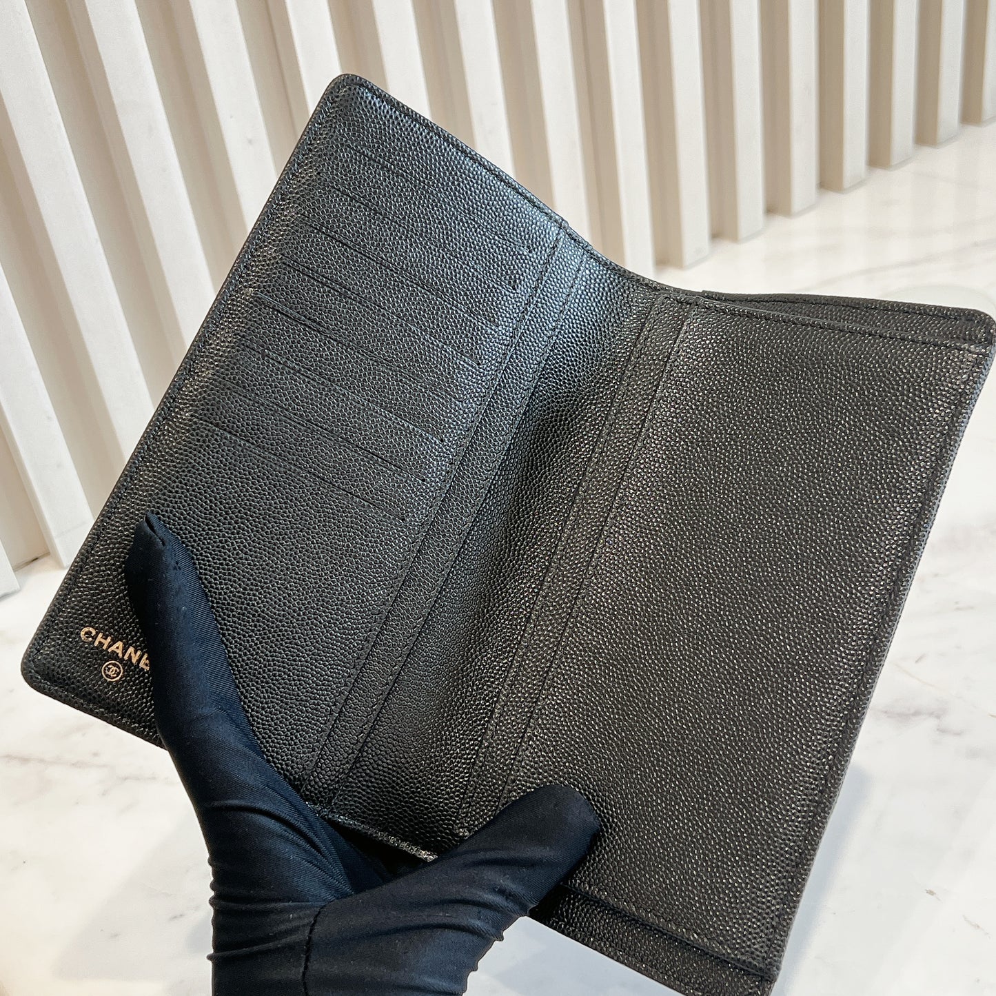 Chanel Boy Wallet Caviar in Black GHW