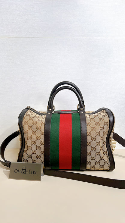 Gucci Boston Web Canvas Bag