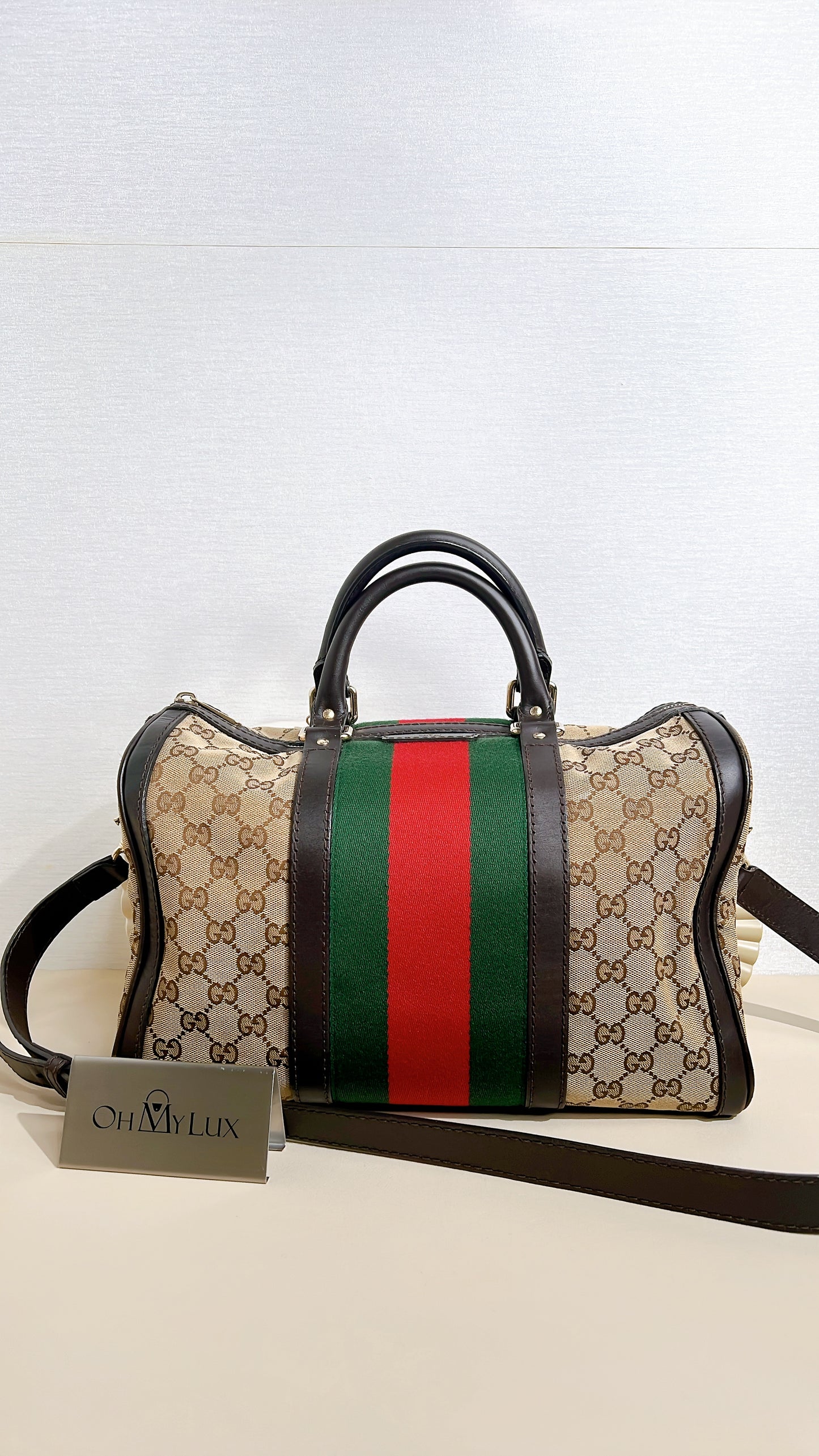 Gucci Boston Web Canvas Bag
