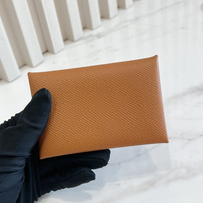 Hermes Calvi Wallet in Gold