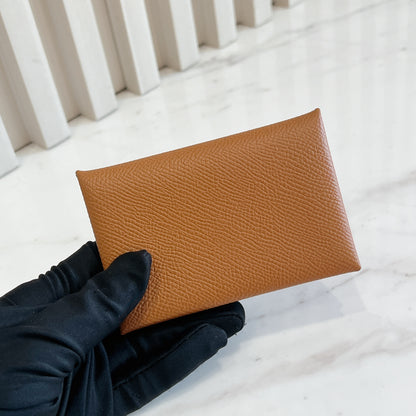 Hermes Calvi Wallet in Gold