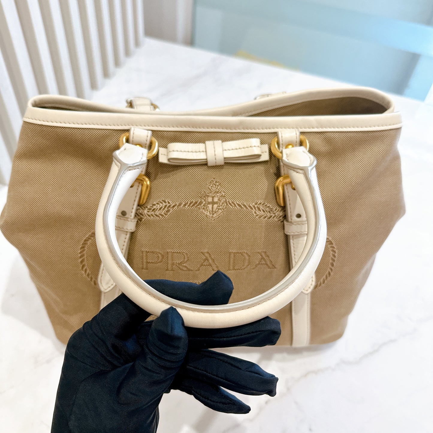 Prada Jacquard Logo Tote Bag