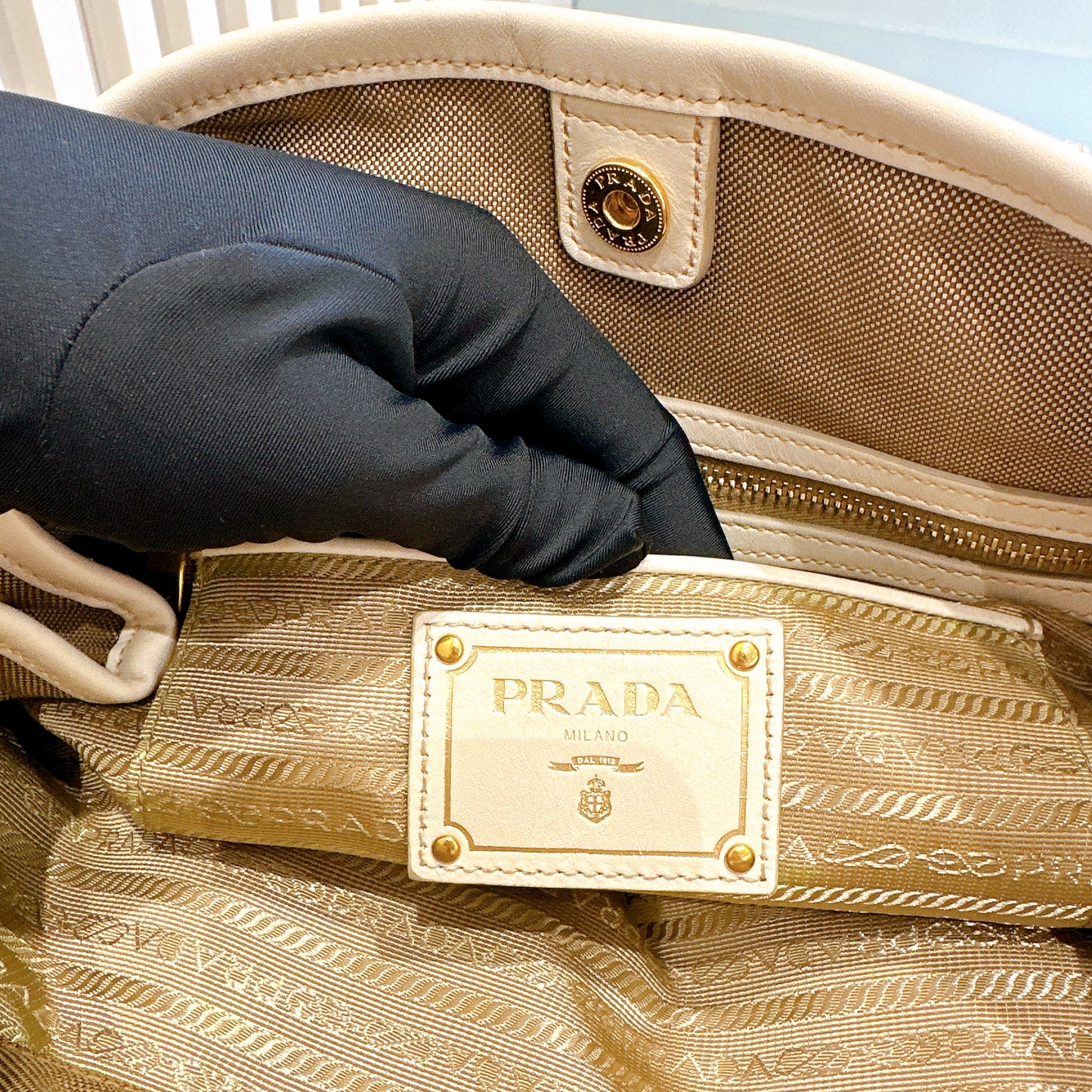 Prada Jacquard Logo Tote Bag
