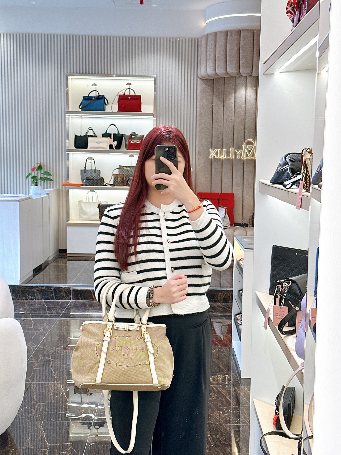 Prada Jacquard Logo Tote Bag