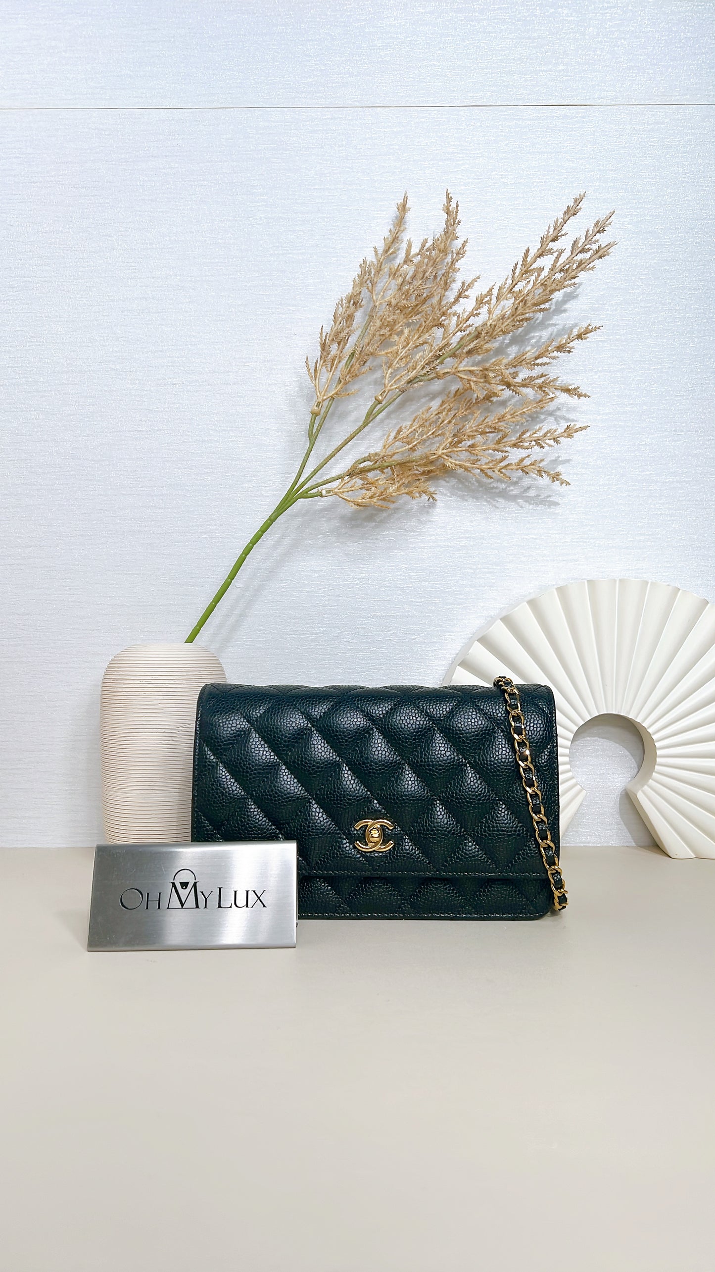 Chanel Classic CC Turnlock WOC Black in GHW