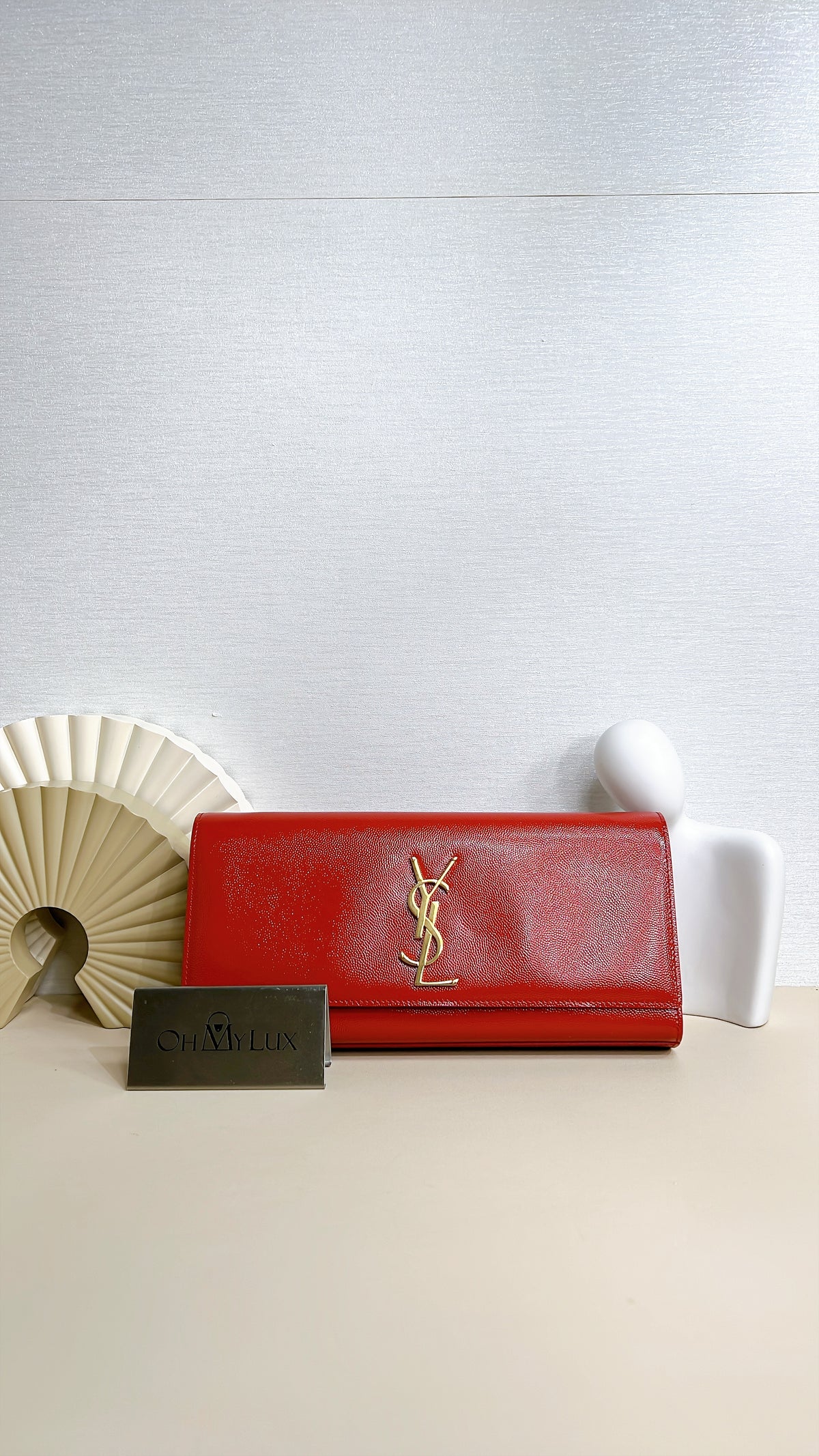 YSL Red Monogram Classic Cassandre Clutch