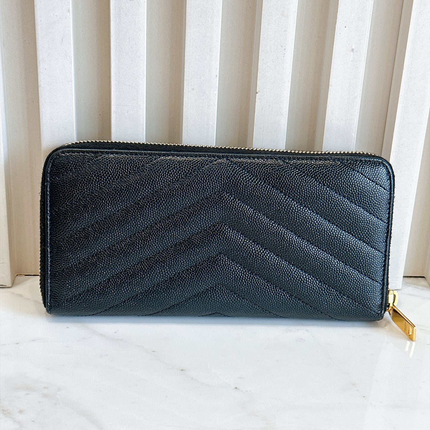 YSL Cassandre Metalasse Zip Around Wallet