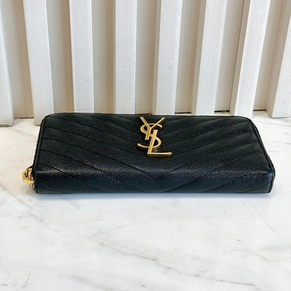 YSL Cassandre Metalasse Zip Around Wallet
