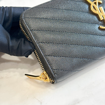 YSL Cassandre Metalasse Zip Around Wallet