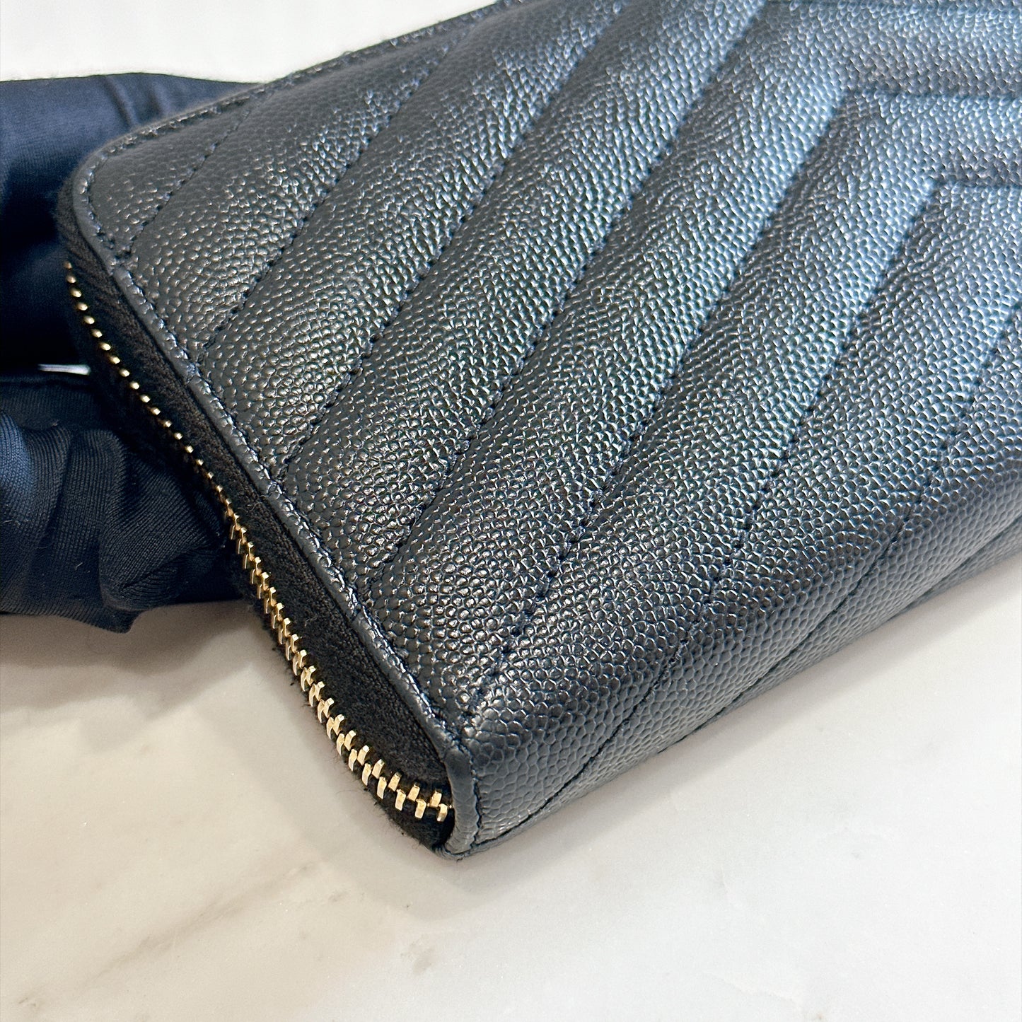 YSL Cassandre Metalasse Zip Around Wallet