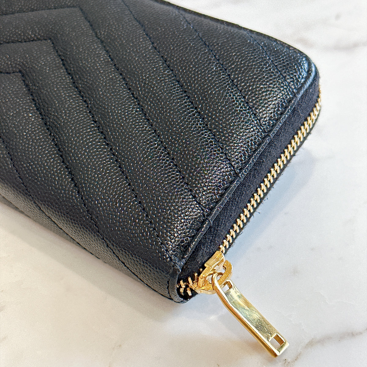 YSL Cassandre Metalasse Zip Around Wallet