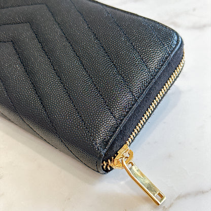 YSL Cassandre Metalasse Zip Around Wallet