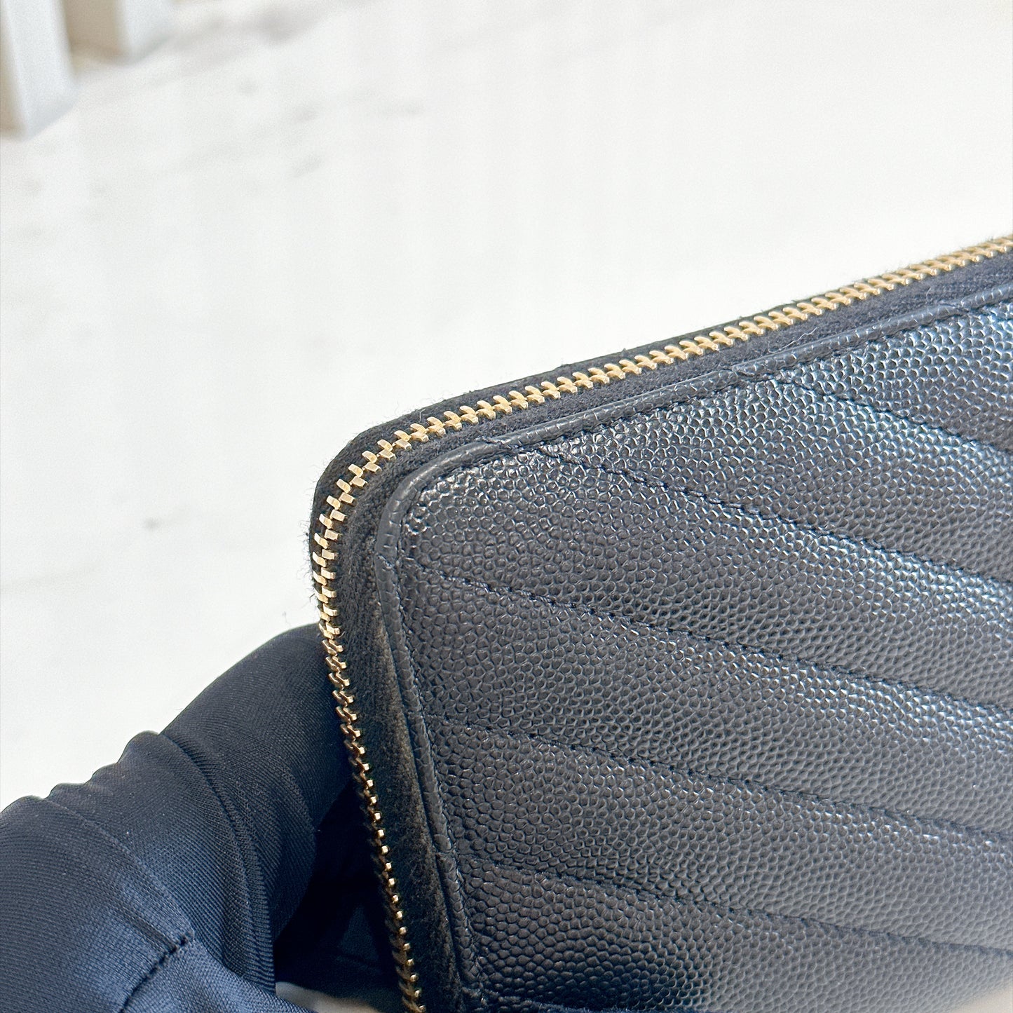 YSL Cassandre Metalasse Zip Around Wallet