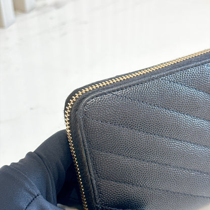 YSL Cassandre Metalasse Zip Around Wallet
