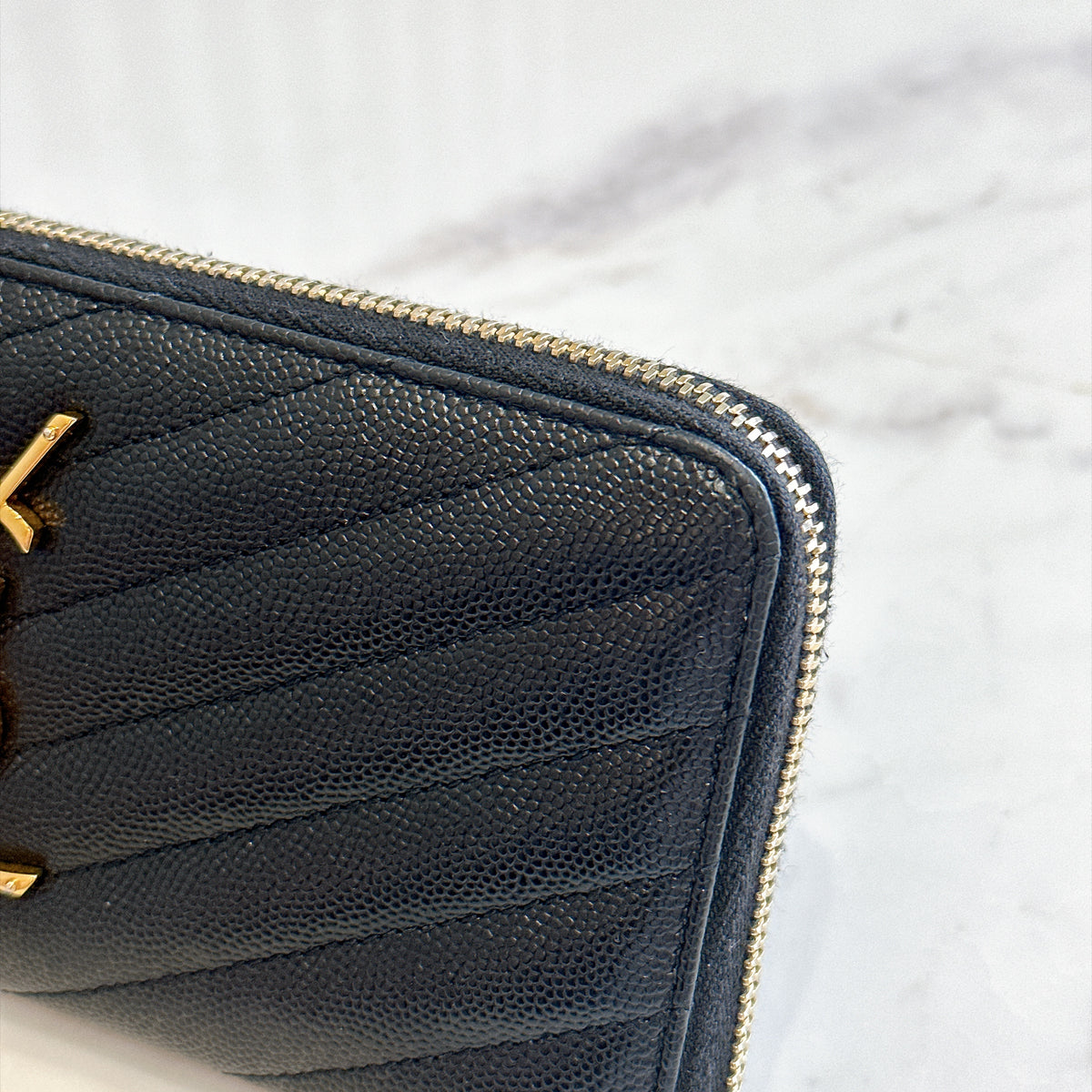 YSL Cassandre Metalasse Zip Around Wallet