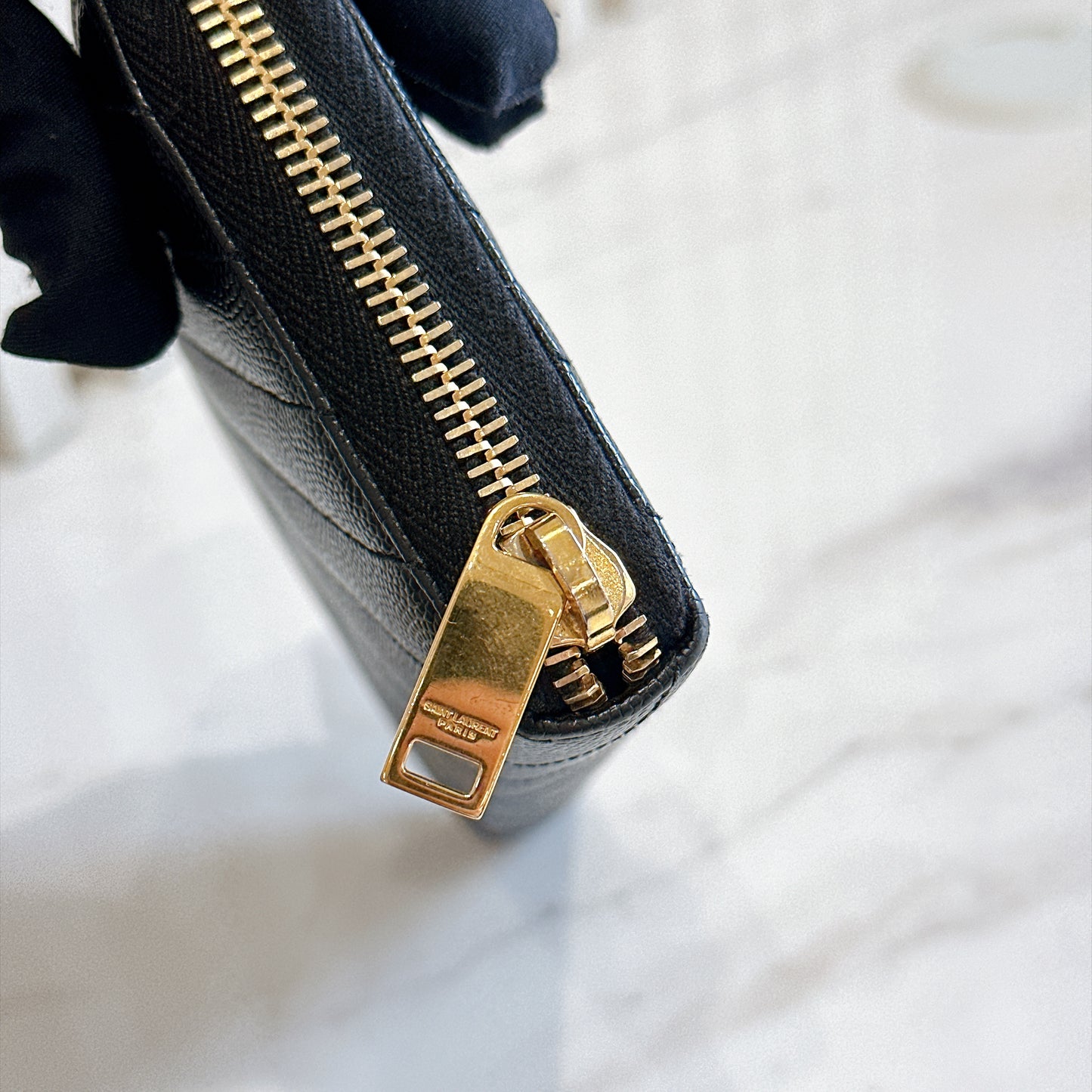 YSL Cassandre Metalasse Zip Around Wallet
