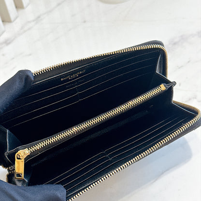 YSL Cassandre Metalasse Zip Around Wallet