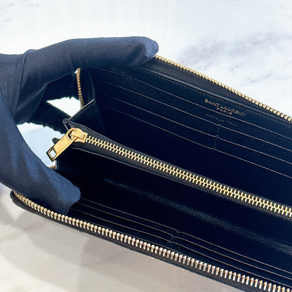 YSL Cassandre Metalasse Zip Around Wallet