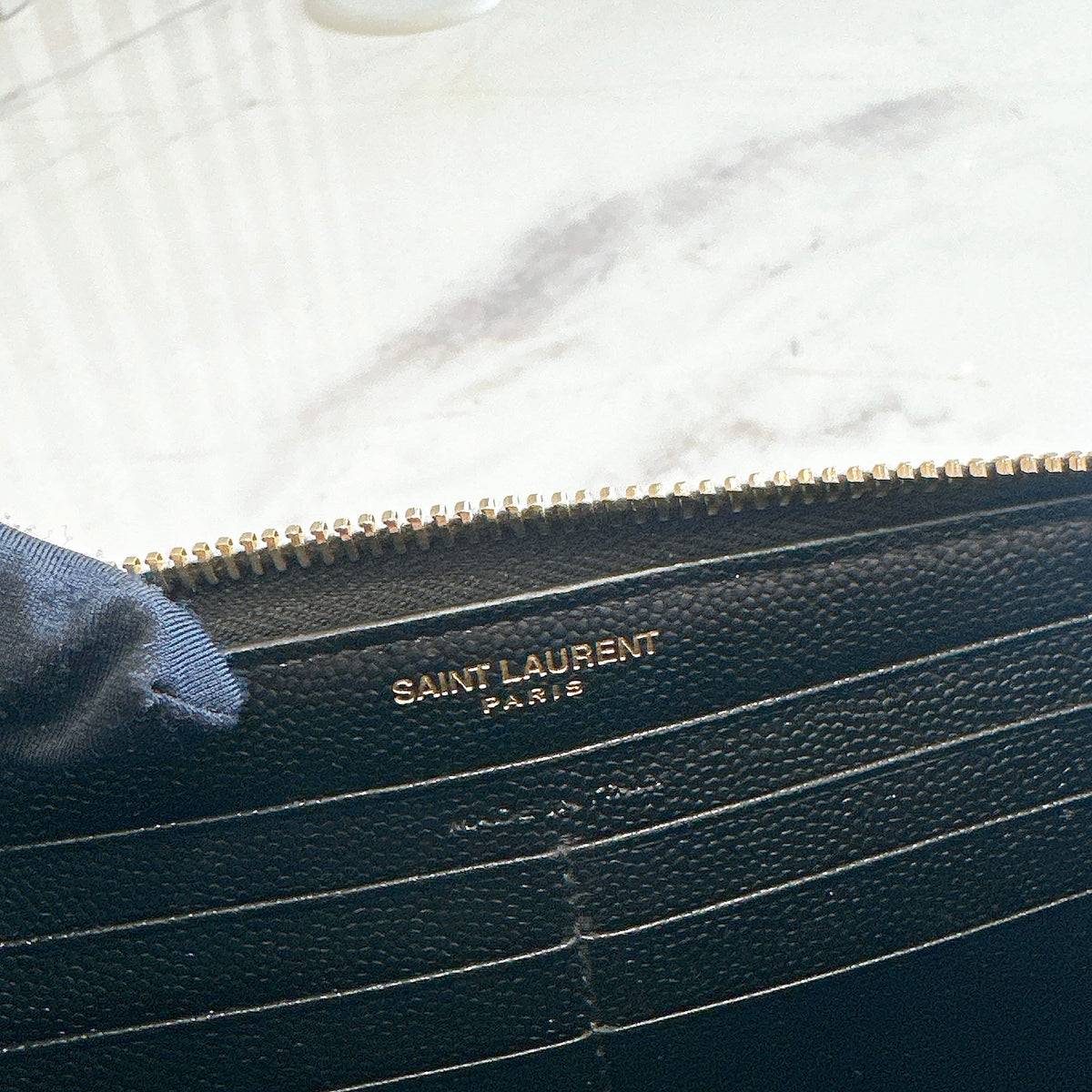YSL Cassandre Metalasse Zip Around Wallet