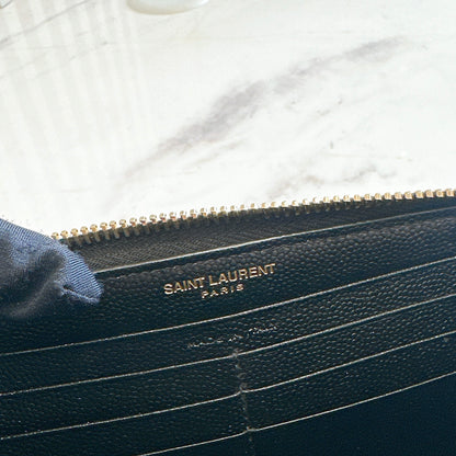 YSL Cassandre Metalasse Zip Around Wallet