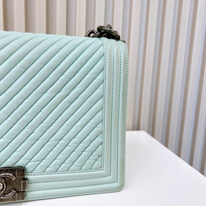 Chanel Boy New Medium In Mint Blue