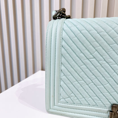 Chanel Boy New Medium In Mint Blue