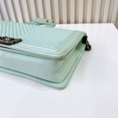 Chanel Boy New Medium In Mint Blue
