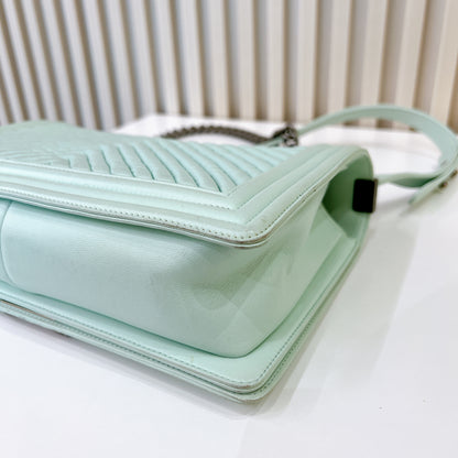 Chanel Boy New Medium In Mint Blue