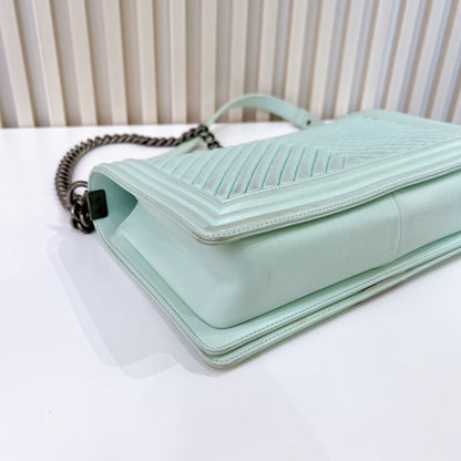 Chanel Boy New Medium In Mint Blue