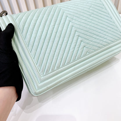 Chanel Boy New Medium In Mint Blue