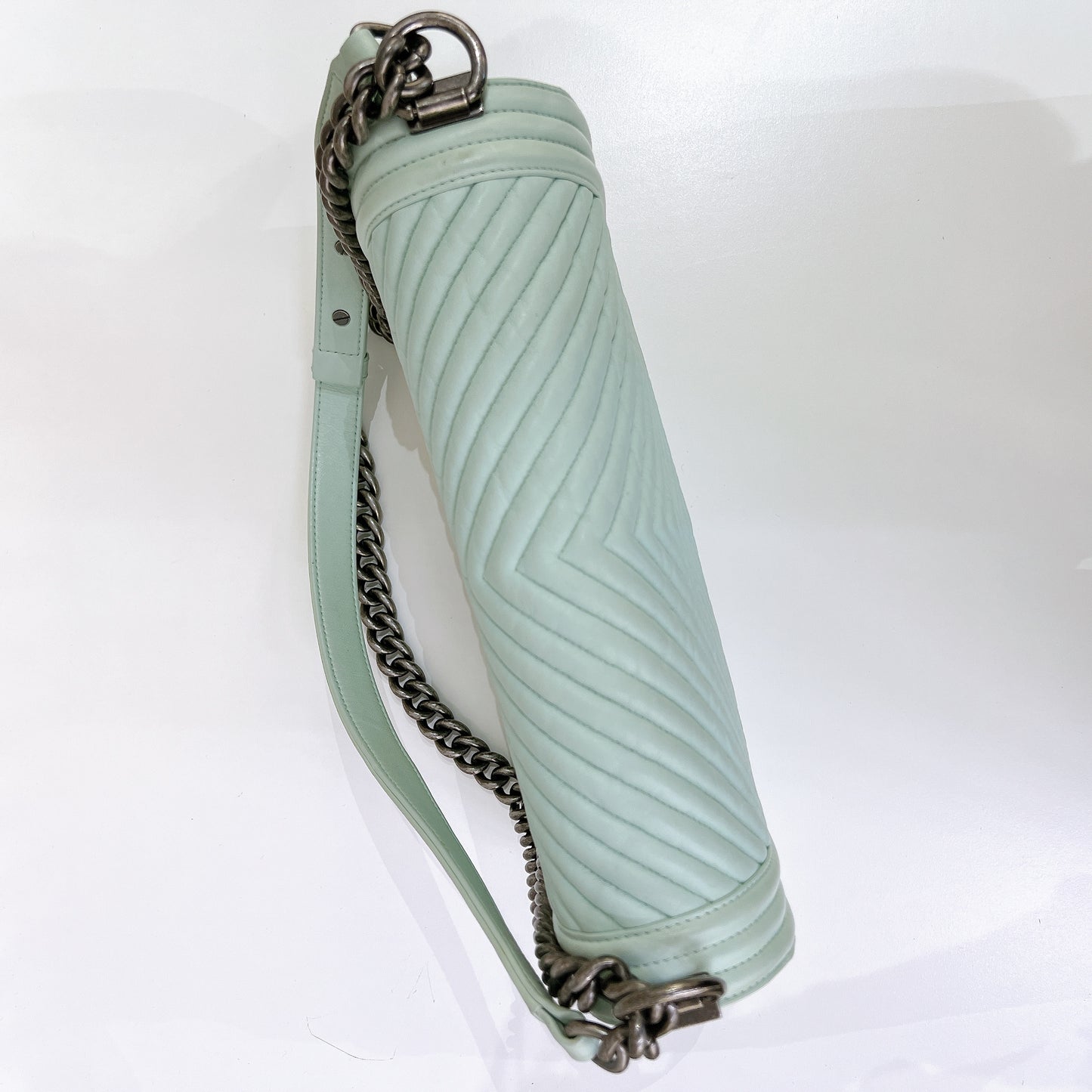 Chanel Boy New Medium In Mint Blue