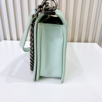 Chanel Boy New Medium In Mint Blue