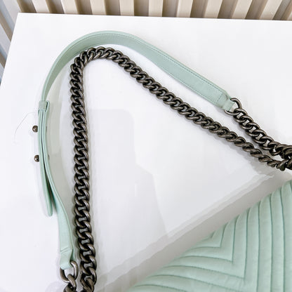 Chanel Boy New Medium In Mint Blue