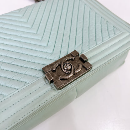 Chanel Boy New Medium In Mint Blue