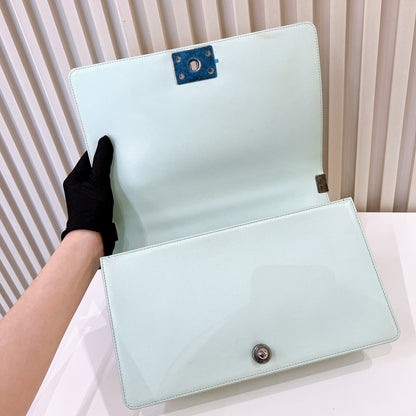 Chanel Boy New Medium In Mint Blue