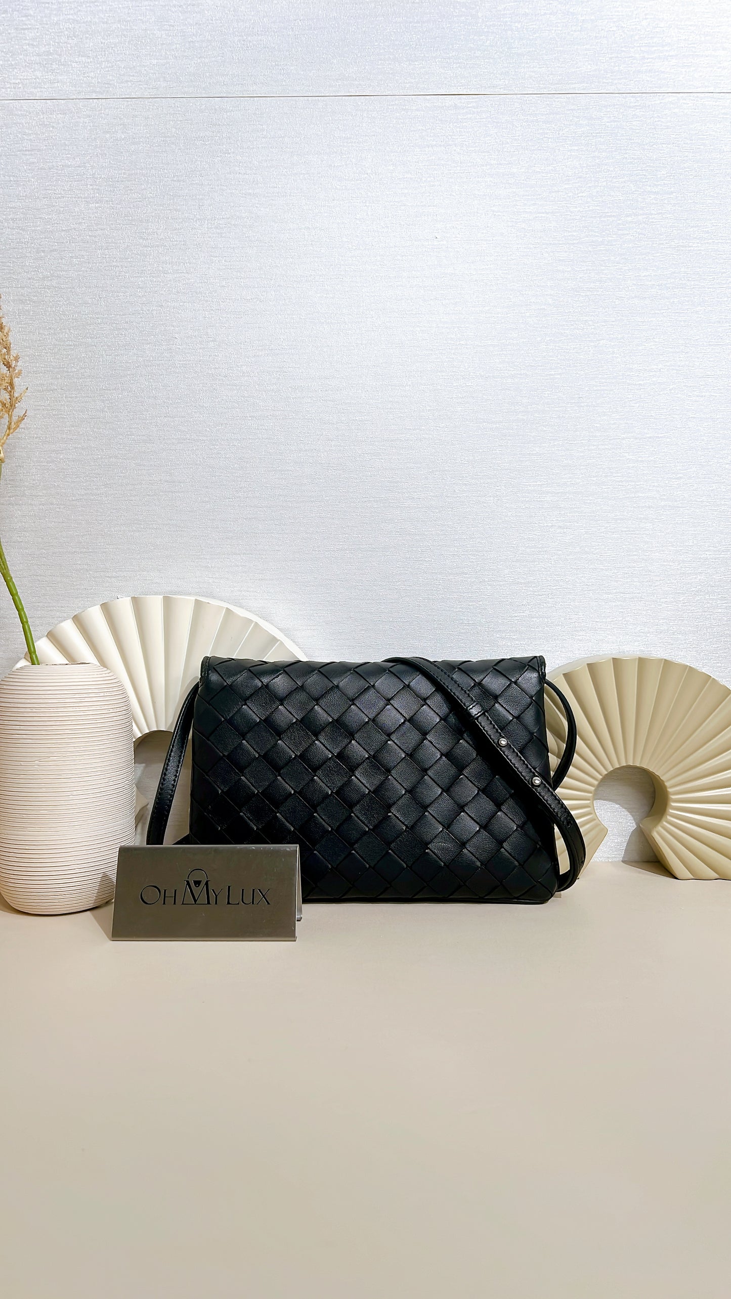 Bottega Veneta Black Intrecciato Leather Wallet on Chain